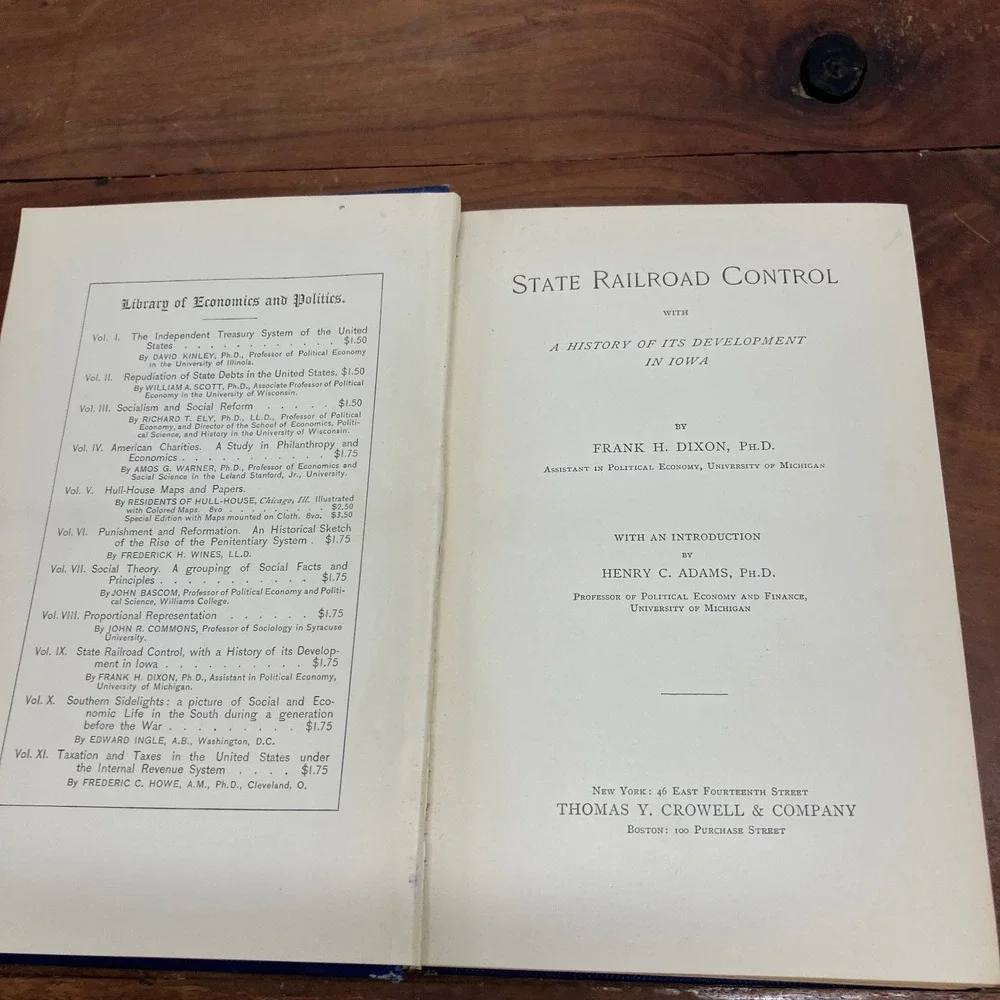 State Railroad Control F.H. Dixon 1906 Economics History Signed Inscribed